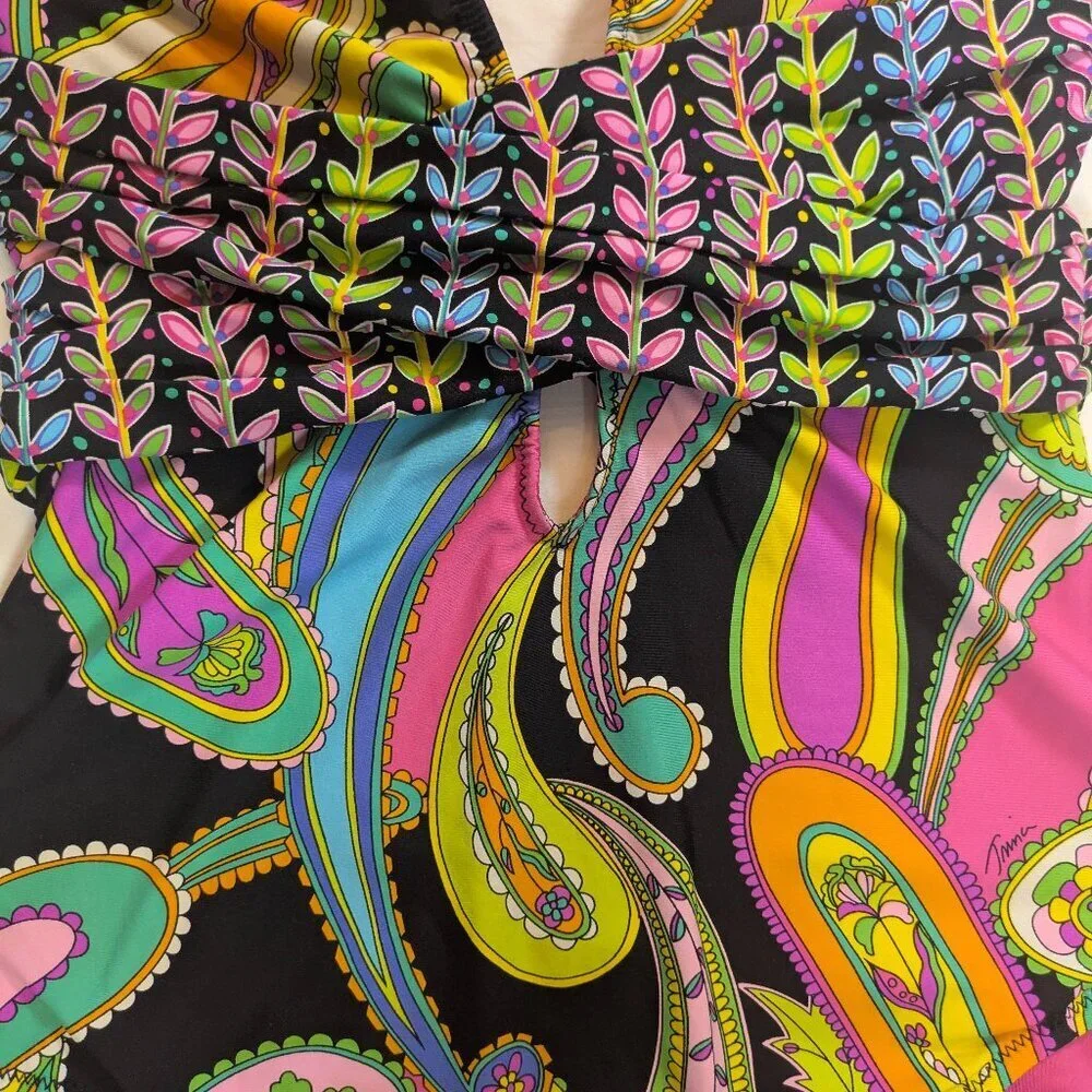 Trina Turk Garden Paisley One Piece Sz 8 - Picture 5 of 7